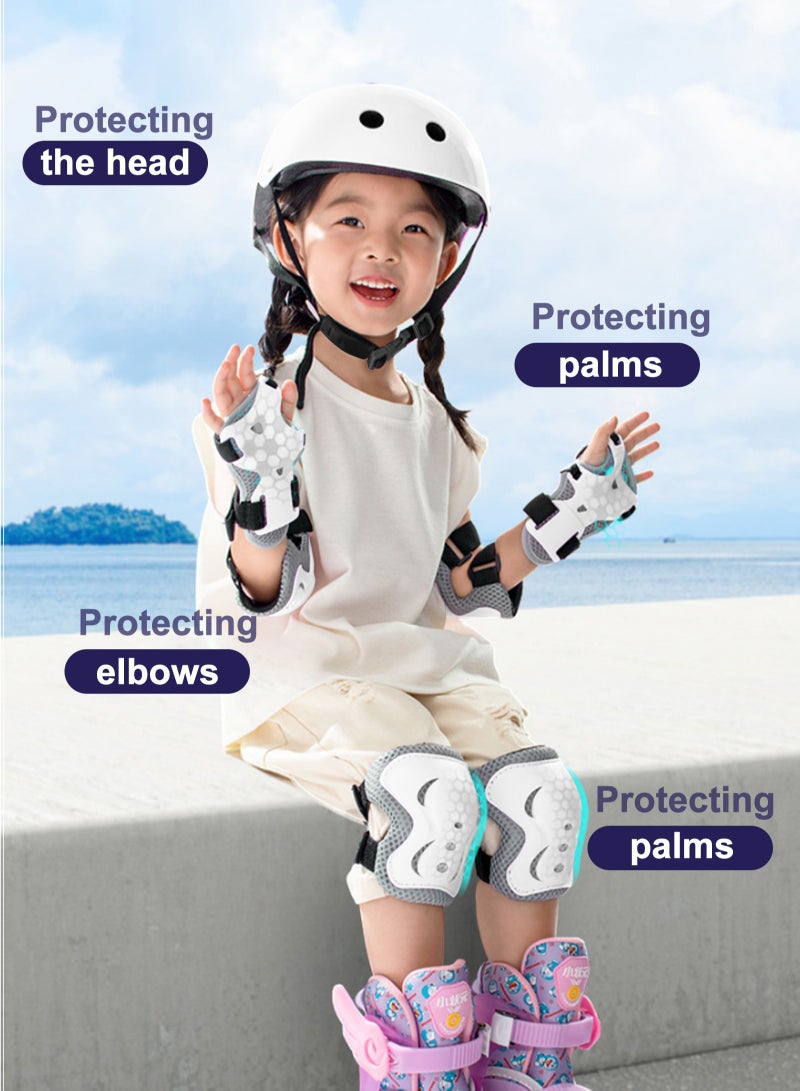 URbazaar 7 PCS Kids Helmet Adjustable Protective Gear Set with Elbow Knee Wrist Pads for Multi-Sports Skateboarding Bike Riding Scooter Inline skatings Longboard Roller Skate - Image 3