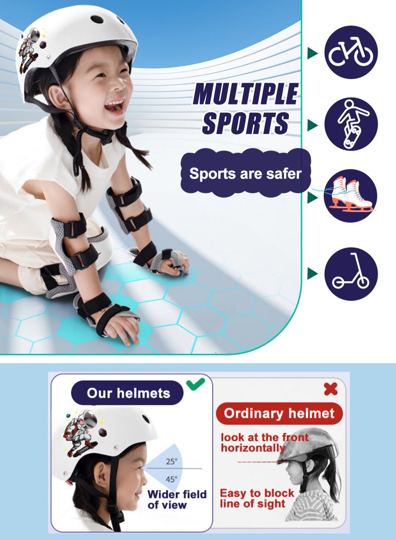 URbazaar 7 PCS Kids Helmet Adjustable Protective Gear Set with Elbow Knee Wrist Pads for Multi-Sports Skateboarding Bike Riding Scooter Inline skatings Longboard Roller Skate - Image 4