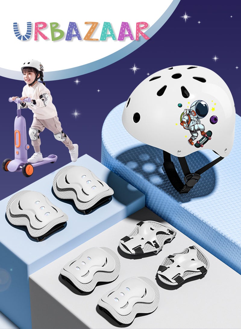 URbazaar 7 PCS Kids Helmet Adjustable Protective Gear Set with Elbow Knee Wrist Pads for Multi-Sports Skateboarding Bike Riding Scooter Inline skatings Longboard Roller Skate - Image 1