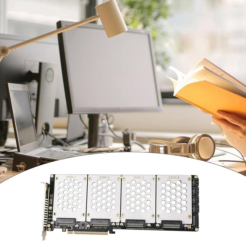 4 Port SFF8639 NVMe PCIe X16 SSD Adapter Card with PCIe Bifurcation for Advanced Users - Image 3