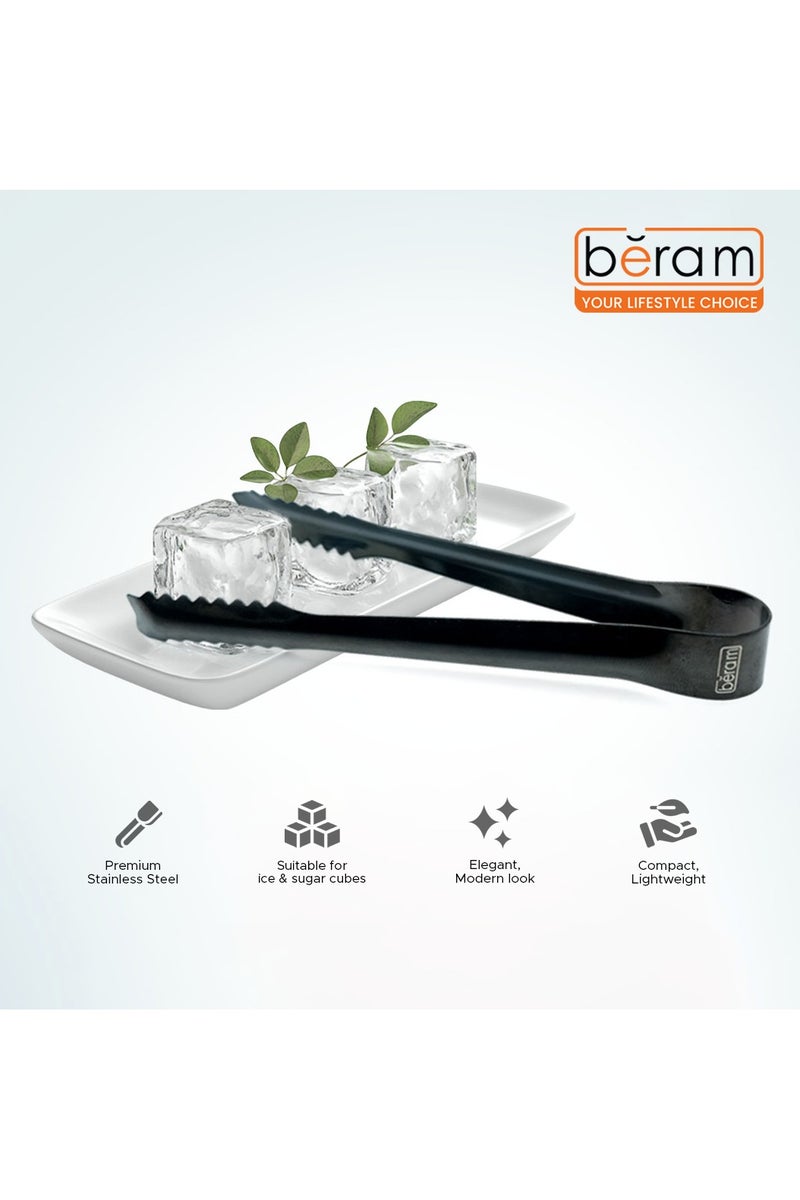 Beram Sugar Tong Zig Zag 15 Design Stainless Steel Mini Tongs for Sugar Cubes Ice Snacks & Tea Parties Durable, Rust-Resistant Black 6 Pcs - Image 3