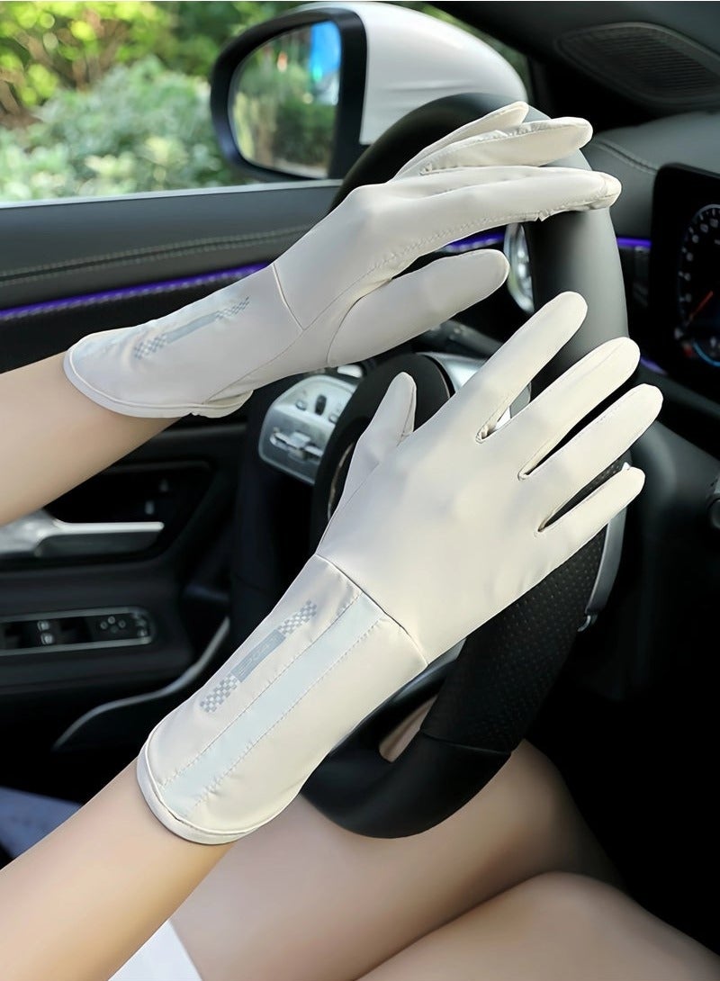 قفازات نسائية سريعة الجفاف ومضادة للانزلاق بعامل حماية من أشعة الشمس ٥٠+ | متعددة الاستخدامات (القيادة/ركوب الدراجات/الأنشطة الخارجية) مع حماية من الشمس بتصميم شاشة تعمل باللمس - خفيفة الوزن وجيدة التهوية (كاكي) - Image 2