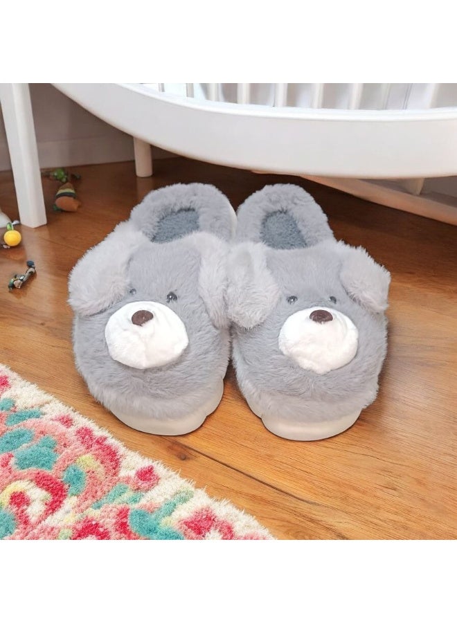 Women’s Winter Plush Slippers fur Dog Face Shape with Distinctive and Elegant – Soft, Cozy & Perfect for Home Comfort - Size 36-37