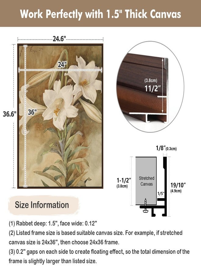FOLKOR Canvas Floater Frame for 18x24 Oil Paintings, DIY Metal Canvas Floating Frame with 1.5 Inch Deep for Art Prints Artwork Landscape Portrait Living Room Wall Decor (Walnut) - Image 3