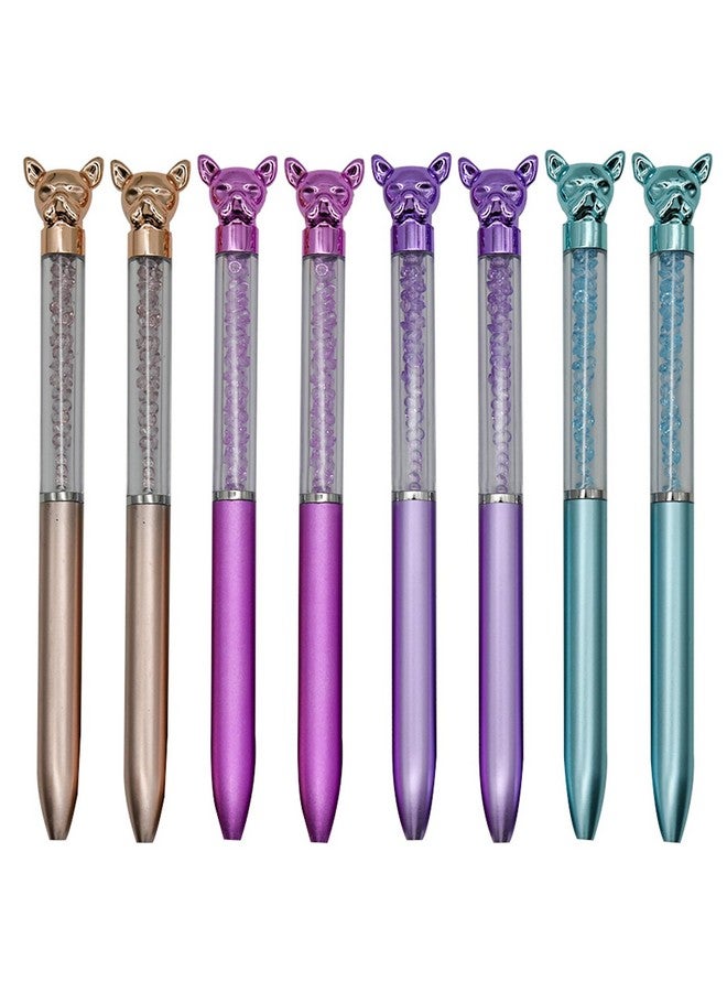 Maydahui 12 Pcs Dog Shape Ballpoint Pens Bulldog Pen Retractable Bling Rhinestones Pen Cute Animal Puppy Pens Colorful Crystal Quicksand Pen Black Ink For School Party Home Students - Image 1