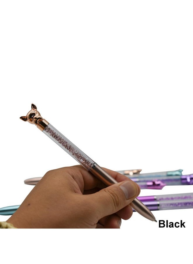 Maydahui 12 Pcs Dog Shape Ballpoint Pens Bulldog Pen Retractable Bling Rhinestones Pen Cute Animal Puppy Pens Colorful Crystal Quicksand Pen Black Ink For School Party Home Students - Image 5