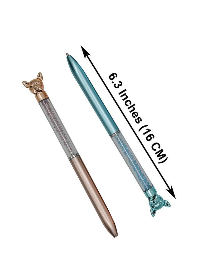 Maydahui 12 Pcs Dog Shape Ballpoint Pens Bulldog Pen Retractable Bling Rhinestones Pen Cute Animal Puppy Pens Colorful Crystal Quicksand Pen Black Ink For School Party Home Students - Image 2