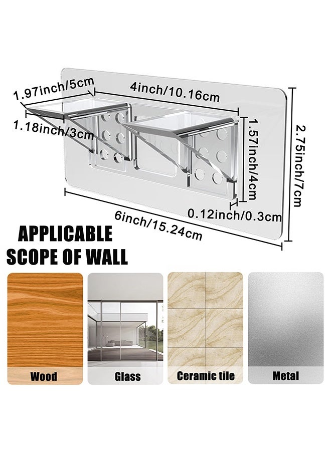 2-Pack Heavy-Duty Adhesive Shelf Brackets, Large Size Double Row No-Drill Wall Mount Shelf Support Pegs, Multipurpose Holders for Kitchen Cabinets, Bookshelves & Closets - Image 2