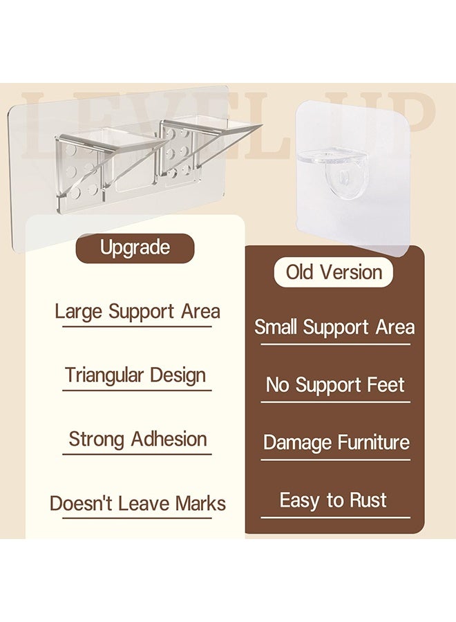 2-Pack Heavy-Duty Adhesive Shelf Brackets, Large Size Double Row No-Drill Wall Mount Shelf Support Pegs, Multipurpose Holders for Kitchen Cabinets, Bookshelves & Closets - Image 5