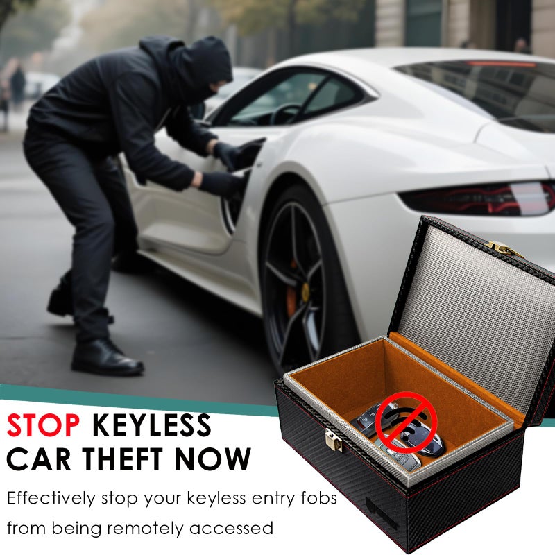 OMKHE Faraday Box for Car Keys, Faraday Key Fob Protector Box, Anti Theft Car Keys Faraday Cage, Keyless Entry Protector Faraday Pouch for Key fob, RFID Signal Blocking Box(Black,S) - Image 2
