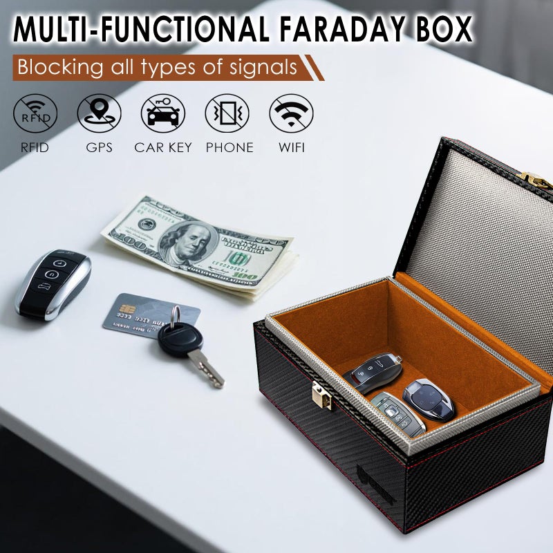 OMKHE Faraday Box for Car Keys, Faraday Key Fob Protector Box, Anti Theft Car Keys Faraday Cage, Keyless Entry Protector Faraday Pouch for Key fob, RFID Signal Blocking Box(Black,S) - Image 3