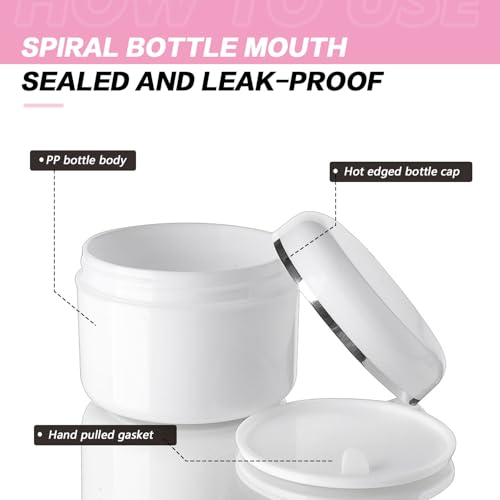 ericotry 6pcs 250g/8oz White Plastic Jars Empty Cosmetic Jars Refillable Round Containers with Dome Lid for Cosmetic Lotion Cream - Image 3