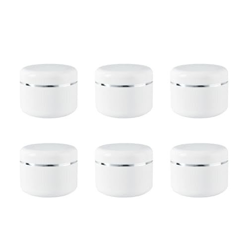 ericotry 6pcs 250g/8oz White Plastic Jars Empty Cosmetic Jars Refillable Round Containers with Dome Lid for Cosmetic Lotion Cream - Image 1