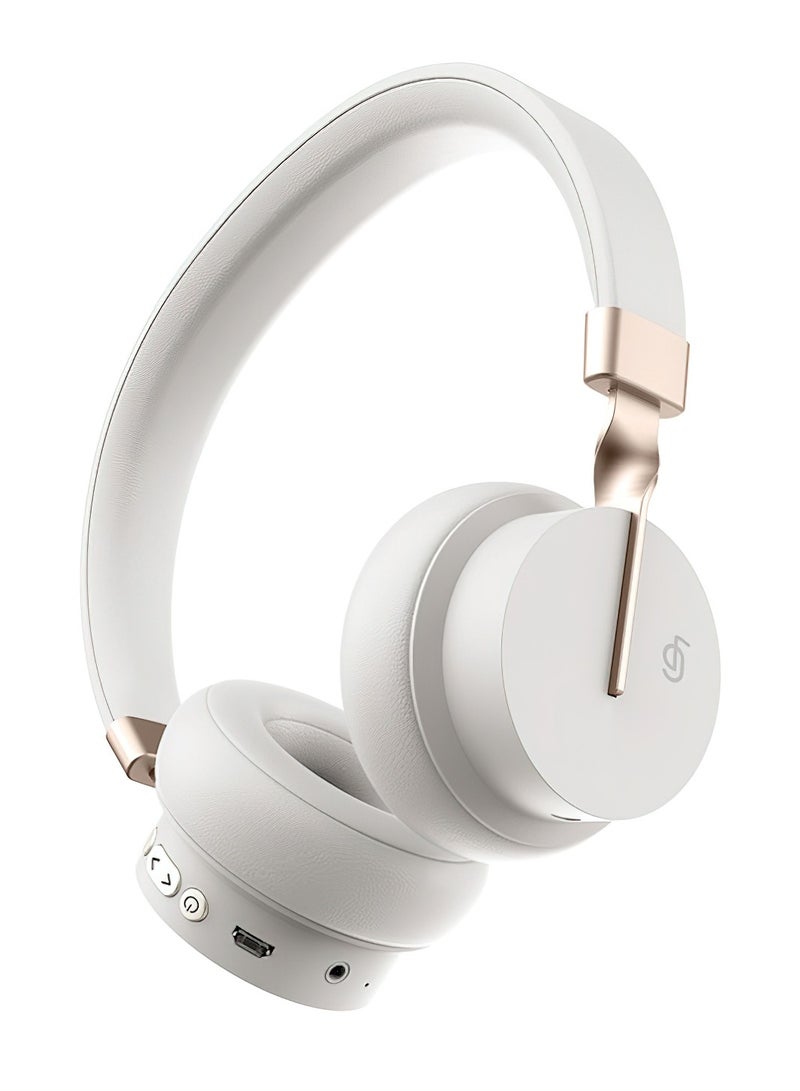 fingertime P3 Wireless Bluetooth 5.0 Headphones, HD Stereo Sound Over Ear Headphones with Built-In Microphones, Deep Bass, 60 Hours Playtime, Fast Charge Foldable Headphones for PC/Home (White) - Image 1