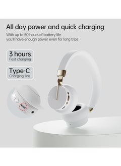 P3 Wireless Bluetooth 5.0 Headphones, HD Stereo Sound Over Ear Headphones with Built-In Microphones, Deep Bass, 60 Hours Playtime, Fast Charge Foldable Headphones for PC/Home (White) - pzsku/ZF8BF99A4107FDA8DAC18Z/45/_/1701157024/2f23a6c6-5749-4463-8da2-2cf3972494ec