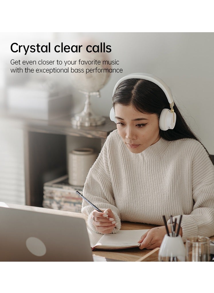 fingertime P3 Wireless Bluetooth 5.0 Headphones, HD Stereo Sound Over Ear Headphones with Built-In Microphones, Deep Bass, 60 Hours Playtime, Fast Charge Foldable Headphones for PC/Home (White) - Image 3