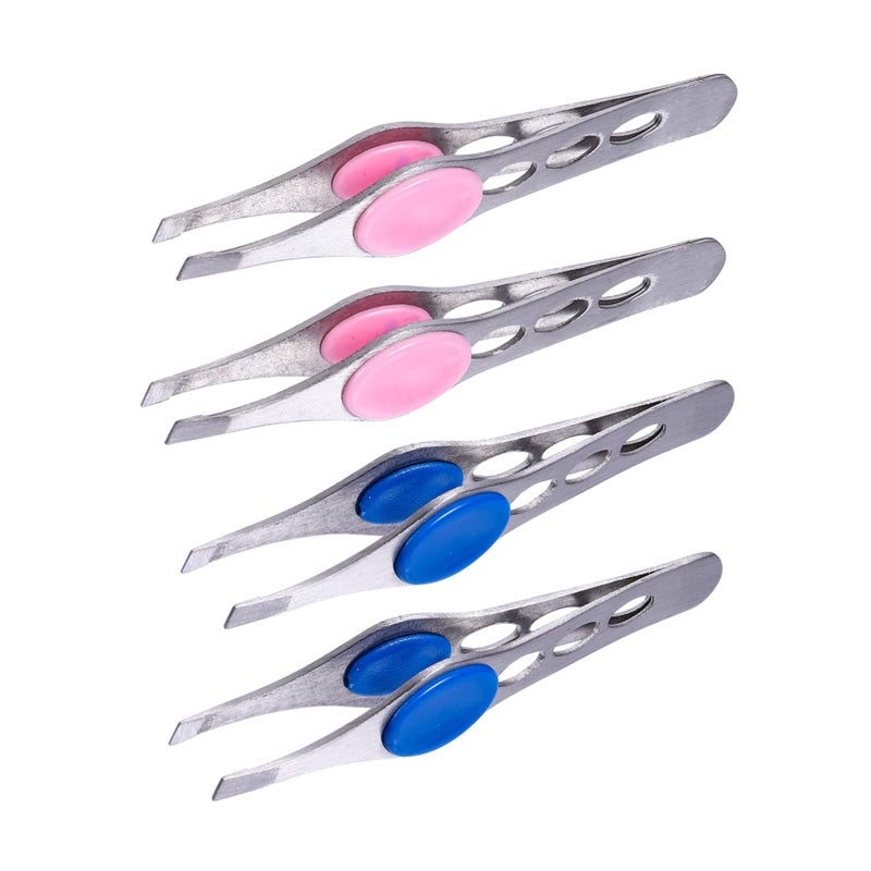 Essential Eyebrow Tool Set 4pc Stainless Steel Tweezer Clamp For Shaping - Image 2