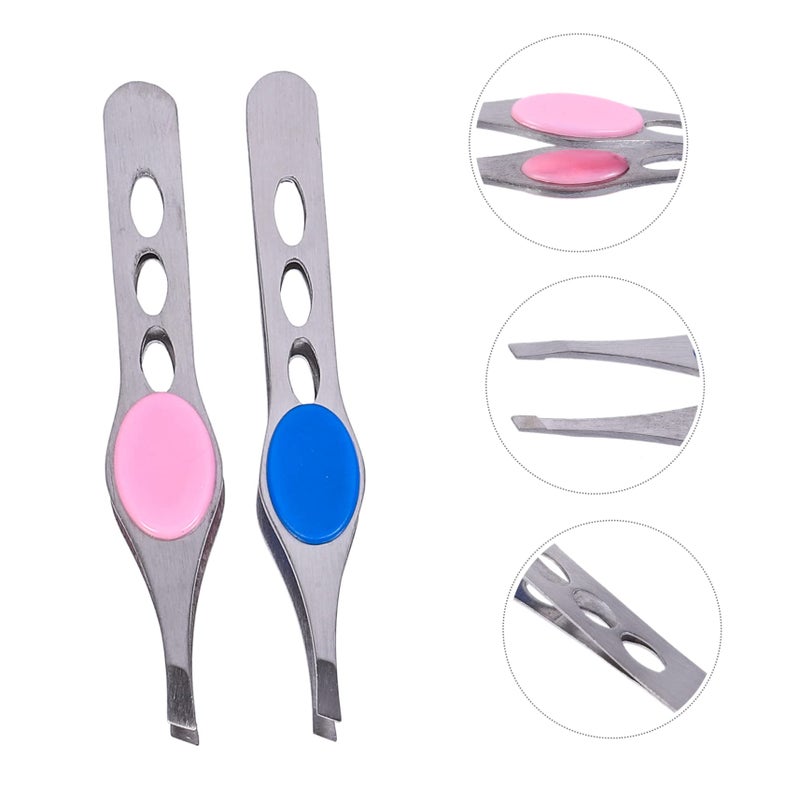 Essential Eyebrow Tool Set 4pc Stainless Steel Tweezer Clamp For Shaping - Image 5