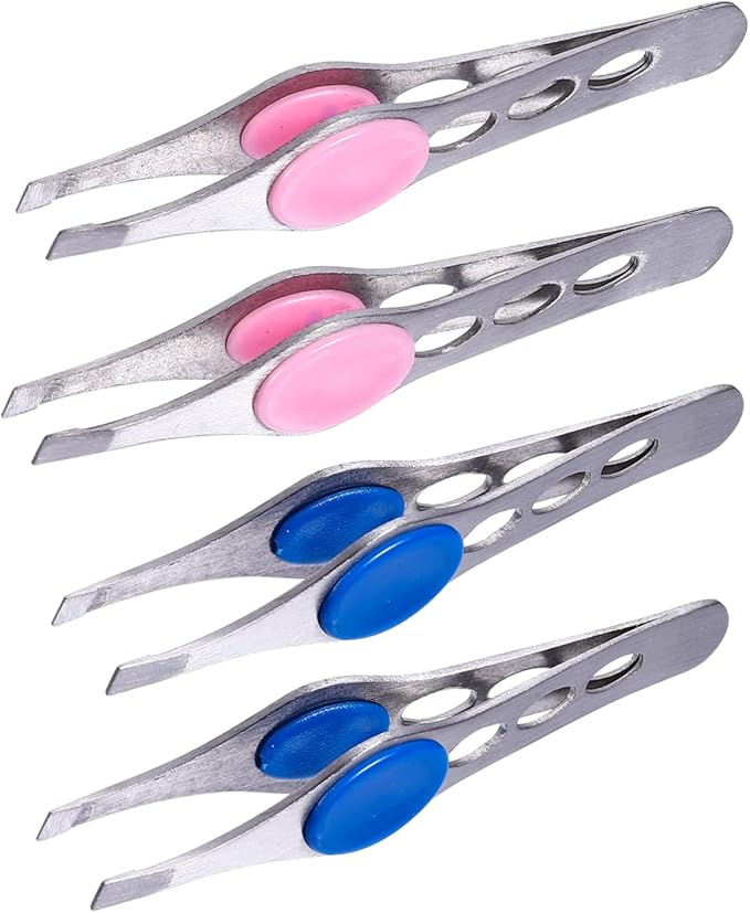 Essential Eyebrow Tool Set 4pc Stainless Steel Tweezer Clamp For Shaping - Image 1