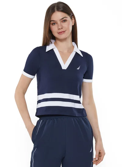 NAUTICA Contrast Striped Regular Fit Cotton Blend Polo Shirt
