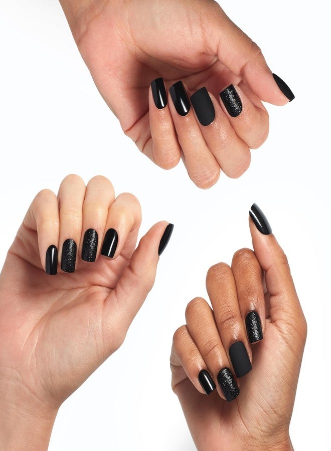 OPI On Point Little Black Onyx Dress | Short Round Black Accent Glitter Nail Art Press On Nails | With Nail Glue | Long Lasting, Reusable, Non-damaging - Image 3