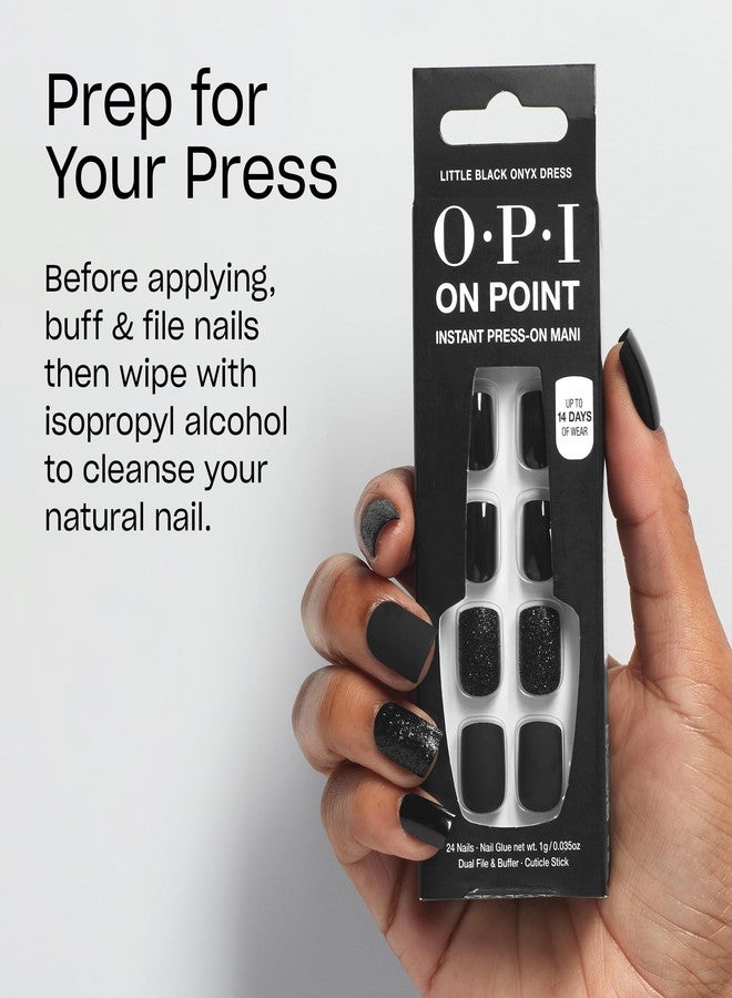 OPI On Point Little Black Onyx Dress | Short Round Black Accent Glitter Nail Art Press On Nails | With Nail Glue | Long Lasting, Reusable, Non-damaging - Image 5