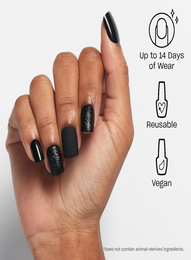 OPI On Point Little Black Onyx Dress | Short Round Black Accent Glitter Nail Art Press On Nails | With Nail Glue | Long Lasting, Reusable, Non-damaging - Image 2