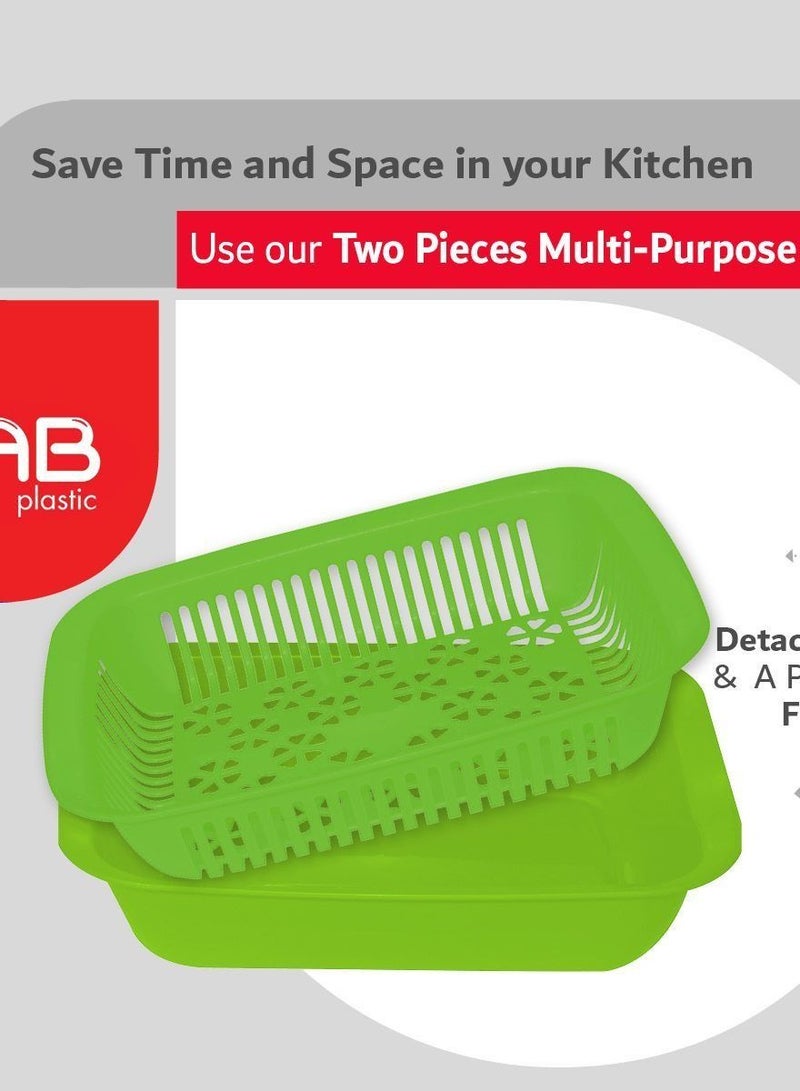 GAB Plastic GAB Plastic, Rectangular Colander, Kitchen Drain Colander, Food Strainer, Kitchen and Cooking Accessory,  Cleaning, Washing and Draining Fruits and Vegetables, Made from BPA-free Plastic  - Image 5