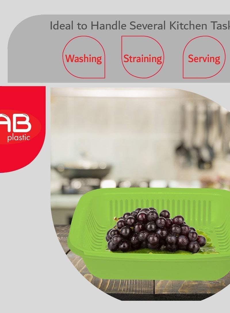 GAB Plastic GAB Plastic, Rectangular Colander, Kitchen Drain Colander, Food Strainer, Kitchen and Cooking Accessory,  Cleaning, Washing and Draining Fruits and Vegetables, Made from BPA-free Plastic  - Image 3