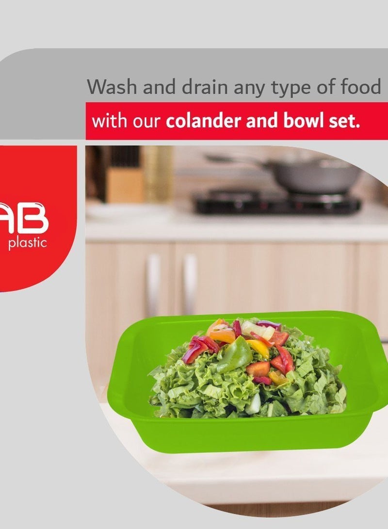GAB Plastic GAB Plastic, Rectangular Colander, Kitchen Drain Colander, Food Strainer, Kitchen and Cooking Accessory,  Cleaning, Washing and Draining Fruits and Vegetables, Made from BPA-free Plastic  - Image 2