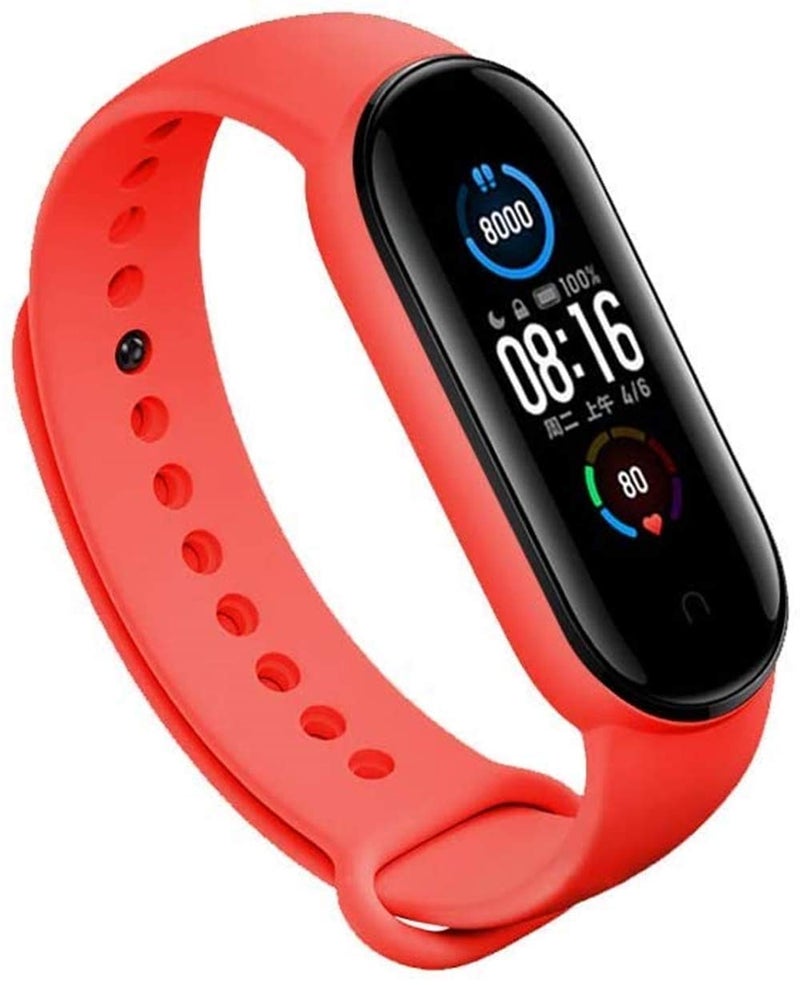 INEFABLE Mi SmartWatch 5 and 6 Straps Original for Mi Watch M5 and M6 Strap Soft Silicone Adjustable Band Strap - Black-Blue-Red-White-Wine (Pack of 5) - Image 3