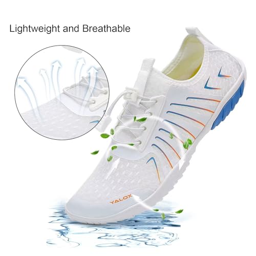 YALOX Water Shoes Mens Womens Swim Shoes Outdoor Beach Barefoot QuickDry Aqua Pool Socks Swimming Yoga Surfing ExerciseA03White39EU - Image 3
