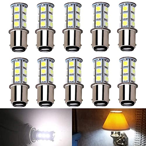BlyilyB 10-Pack BA15D 1142 6500K White LED Bulbs Replacement Lamps DC 12V Interior RV Camper Trailer Lighting Boat Yard Light Tail Bulbs (Pack of 10) - Image 1