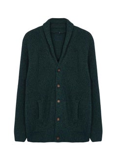 trendyol Emerald Green Regular Wool Shawl Collar Flecked Knitwear Cardigan TMNAW22HI0134  - Image 1