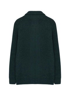 trendyol Emerald Green Regular Wool Shawl Collar Flecked Knitwear Cardigan TMNAW22HI0134  - Image 2