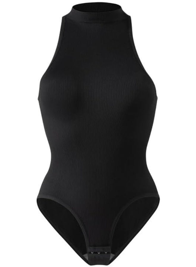 SHOWDAY Women’s Sleeveless Ribbed Bodysuit – Stretchy Slim Fit One-Piece with Snap Closure - Image 1