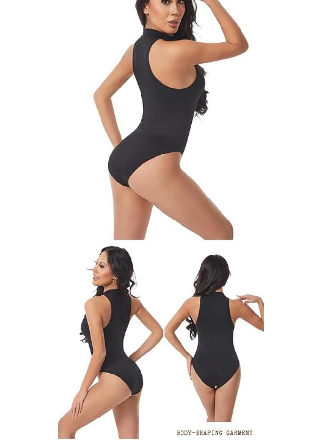 SHOWDAY Women’s Sleeveless Ribbed Bodysuit – Stretchy Slim Fit One-Piece with Snap Closure - Image 5