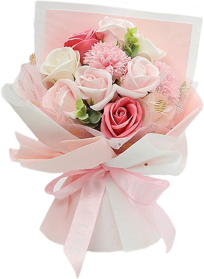 FRECI Artificial Soap Flower Bath Soap Rose Flower Scented Soap Bouquet for Mother Valentine's Day Party Wedding Decoration - Pink - Image 1
