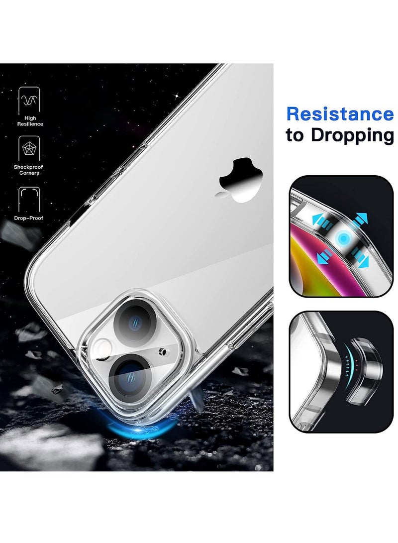 ELTRAZONE 3 in 1 Case for iPhone 14 Plus 6.7-Inch, with 2-Pack Screen Protector and Camera Lens Protector, Non-Yellowing Shockproof Bumper Phone Cover, Full Coverage Tempered Glass Film (Clear) - Image 3