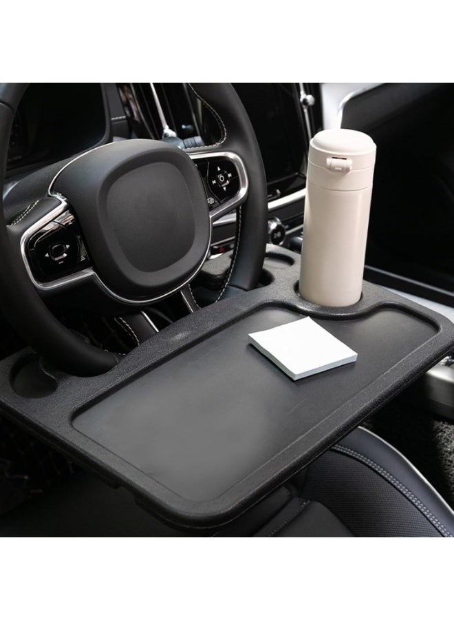 MOCOM Portable Car Steering Wheel Desk Tray for Food & Laptop – Multipurpose Travel Car Table with Cup Holder & Pen Slot, Durable ABS Auto Tray for Eating, Working & Writing, Universal Fit for Most Vehicles - Image 4