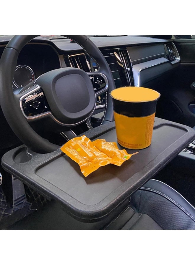 MOCOM Portable Car Steering Wheel Desk Tray for Food & Laptop – Multipurpose Travel Car Table with Cup Holder & Pen Slot, Durable ABS Auto Tray for Eating, Working & Writing, Universal Fit for Most Vehicles - Image 3