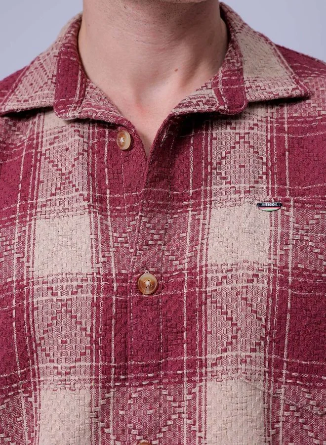 شركة المرآب الهندية Men Relaxed Fit Checkered Full Sleeves Cutaway Collar Casual Shirt