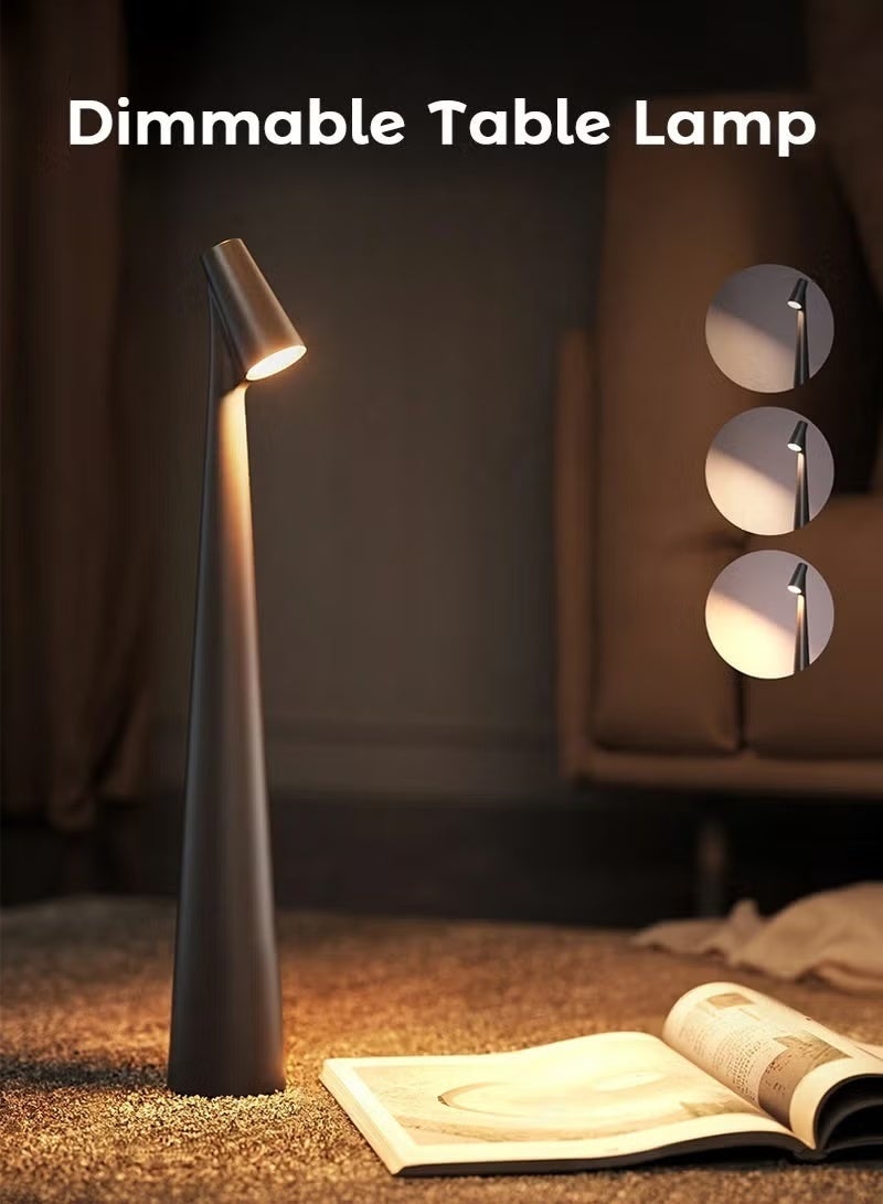 Touch Control LED Table Lamp – Rechargeable & Cordless, 3-Color Modes & Stepless Dimming, Matte Plastic Shade, USB Charging, Portable Downlight for Bedroom, Dining, Office, Reading, Elegant Home Decor Gift - Image 1