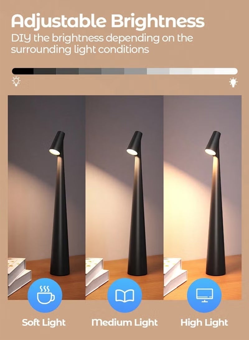 Touch Control LED Table Lamp – Rechargeable & Cordless, 3-Color Modes & Stepless Dimming, Matte Plastic Shade, USB Charging, Portable Downlight for Bedroom, Dining, Office, Reading, Elegant Home Decor Gift - Image 3