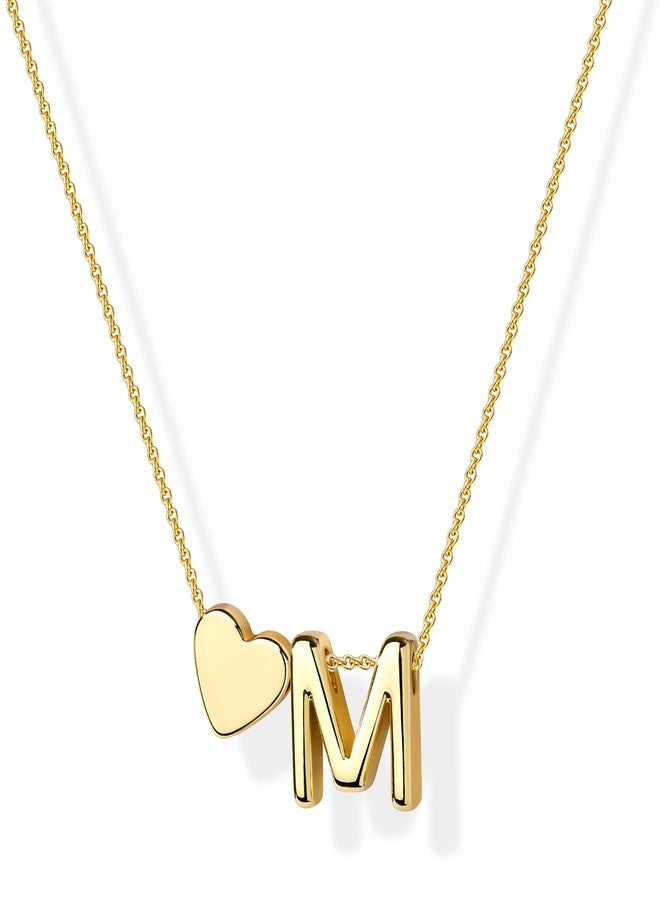 Inerney Gold Heart Initial Necklace for Women, Small, Brass, No Gemstone - Image 1