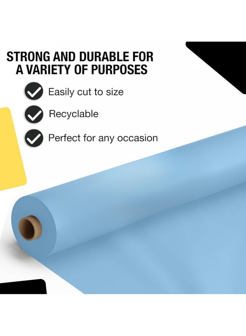 AlsayedP 30 Pcs Blue Sufra Roll Plastic Table Cover Roll 105 x 85 cm Disposable Table Cloth for Picnic, Party, Banquet, Birthdays, Weddings (Blue 30pcs) - Image 2