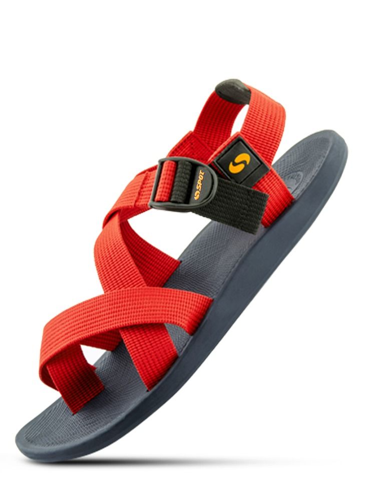 سبوت صندل رجالي أنيق بأحزمة قابلة للتعديل | تصميم متين مع قبضة قوية | أحمر SS-15 - Image 1