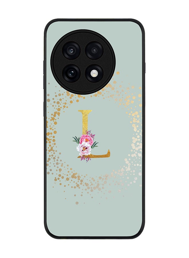 Stylizedd For OnePlus 13R / Ace 5 Pro Case,Slim fit Camera Protection, Shockproof Thin Phone cover  - Custom Monogram Floral - L  (Light Grey )