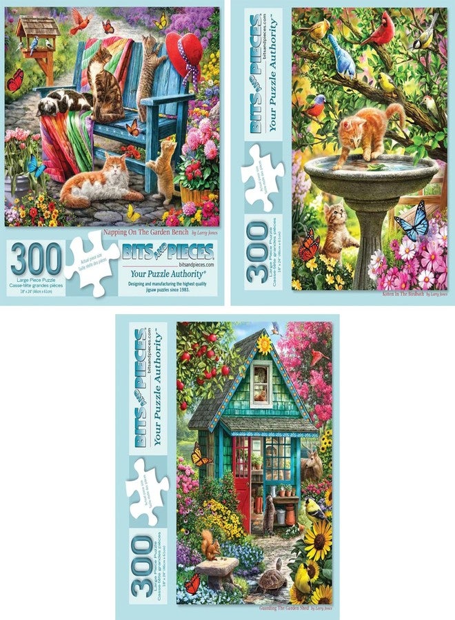 Bits and Pieces 300 Piece Puzzles for Adults Cat Puzzle 3-Pack - 300 Large Pieces 18" x 24" Jigsaw Puzzles, Larry Jones, No 2 Pieces Alike - Image 1
