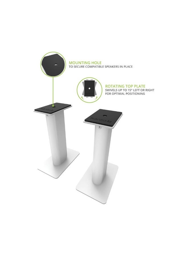 Kanto Audio SP9W 9" Universal Desktop Speaker Stands with Cable Management-White, Pair - Image 3
